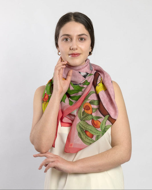 Lemurs of Madagascar (Rose) Eco Friendly Tencel Scarf