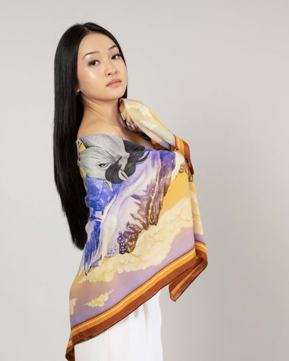 Wild Horizon Sunlit Clay Wool Silk Scarf