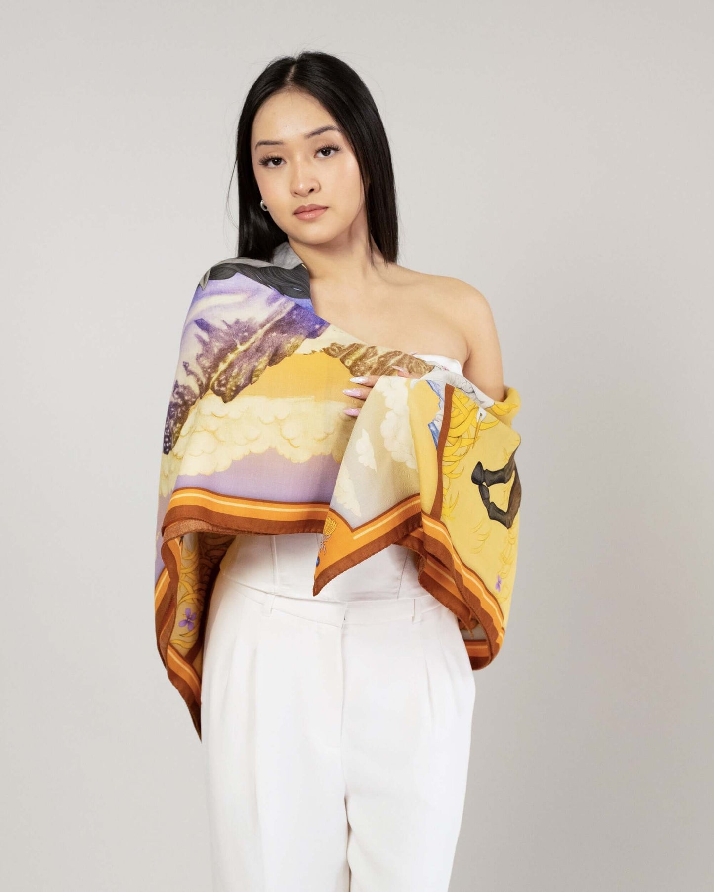 Wild Horizon Sunlit Clay Wool Silk Scarf