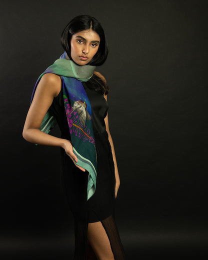 Dancing Lights Forest Mint Wool/Silk Blend Scarf
