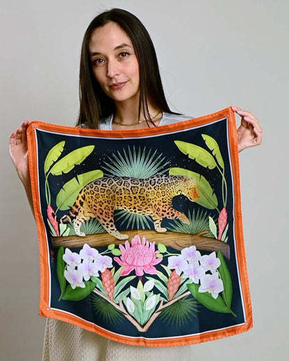 Night in the Jungle Silk Twill Scarf 55cm