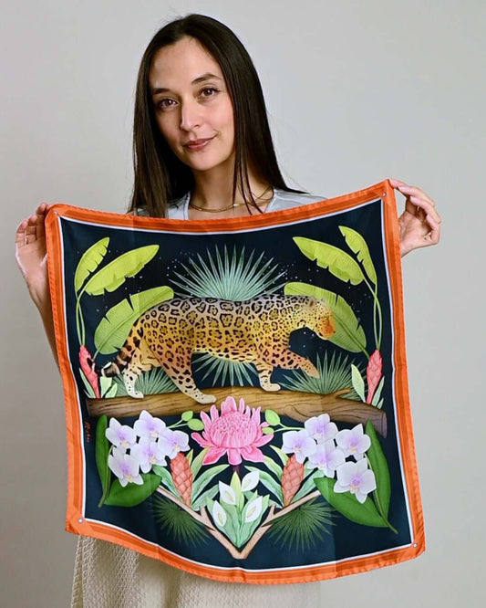 Night in the Jungle Silk Twill Scarf 55cm
