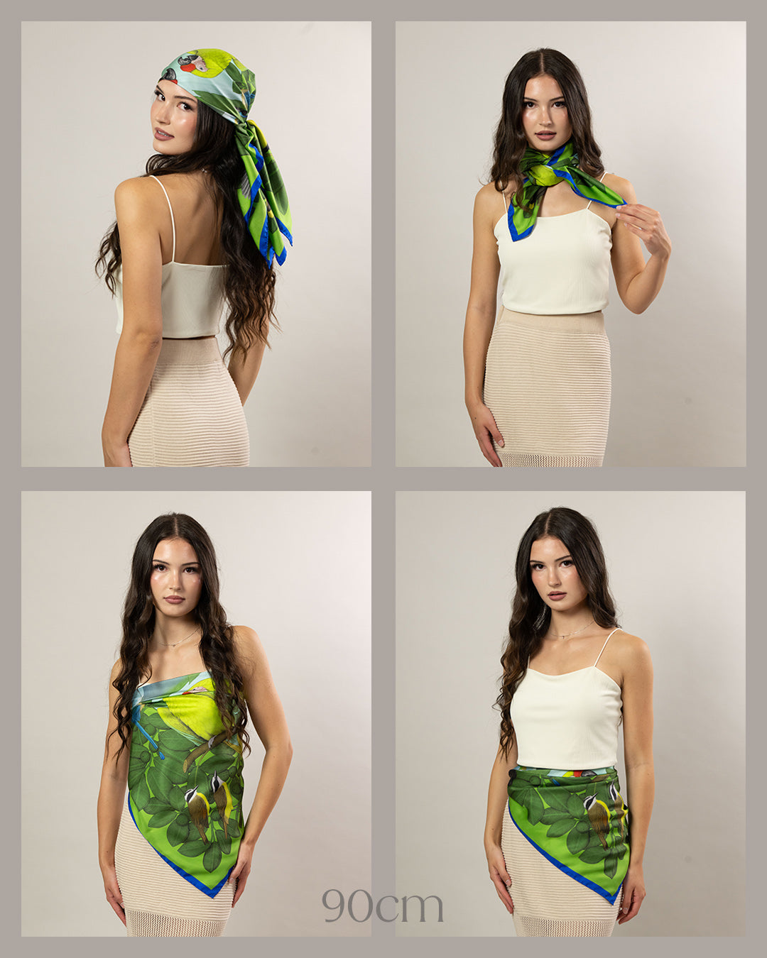 The Great Green Macaws (Forest Moss) Silk Scarf