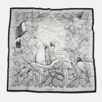 The Great Green Macaws (Stone Grey) Wool/Silk Blend Scarf