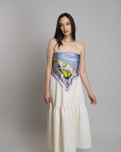 The Grey Whale Lavender Silk Twill Scarf 90cm
