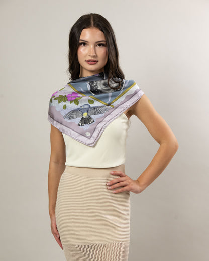 The Grey Whale Lavender Silk Twill Scarf 90cm