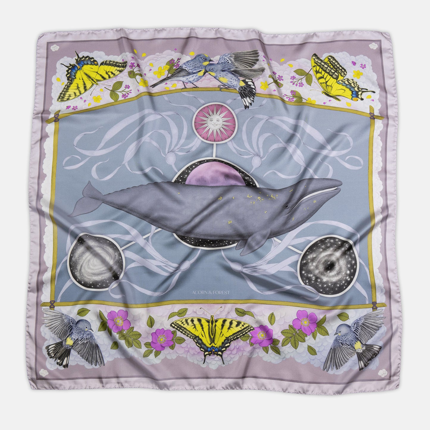 The Grey Whale Lavender Silk Twill Scarf