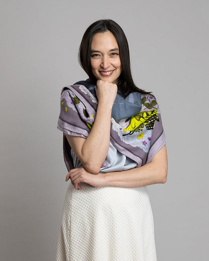The Grey Whale Lavender Wool/Silk Blend Scarf