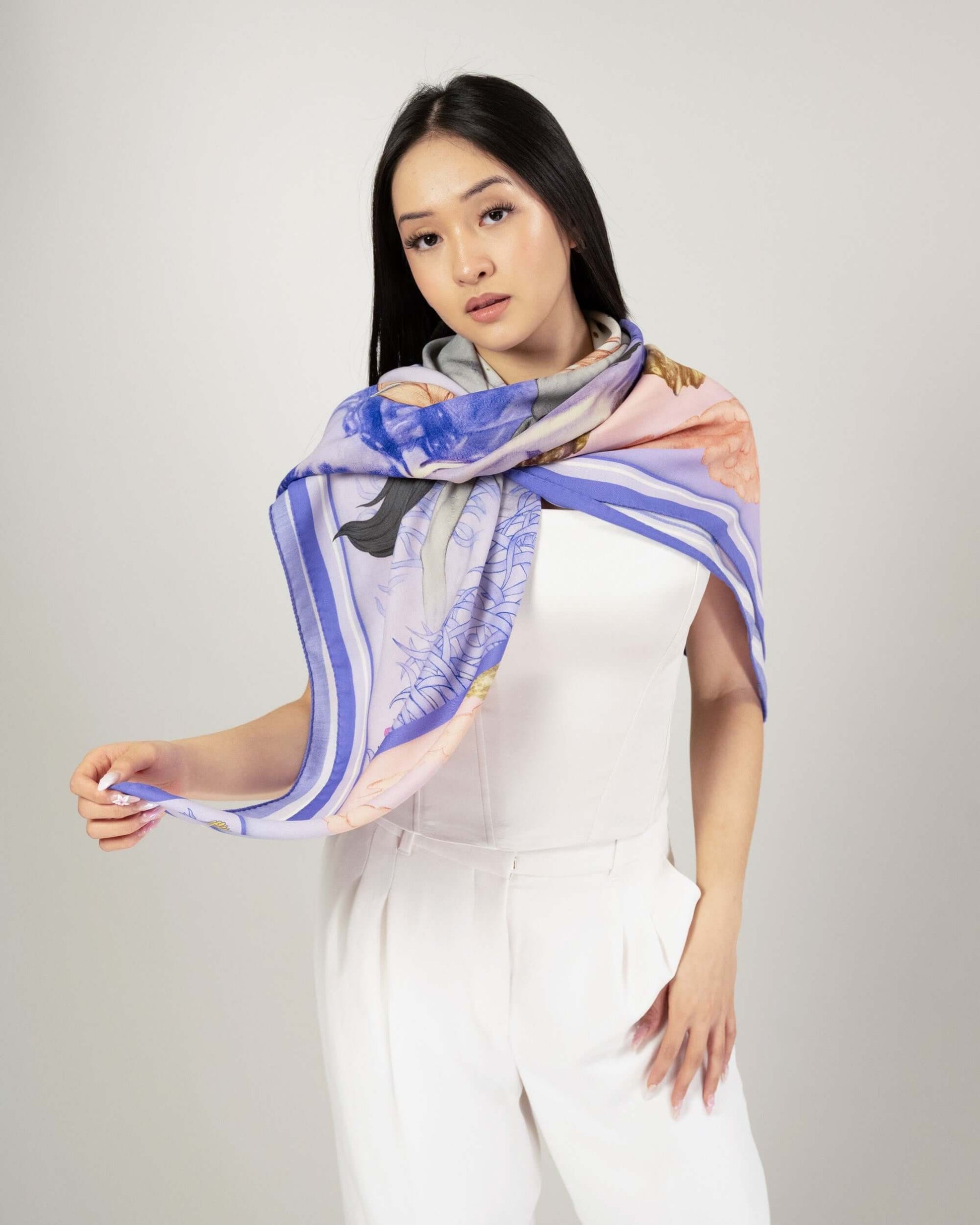 Wild Horizon Periwinkle Dream Wool Silk Scarf