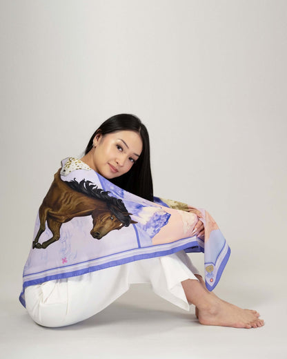Wild Horizon Periwinkle Dream Wool Silk Scarf