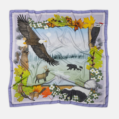 Wildlife of Pacific Northwest Lake Wool Silk Scarf