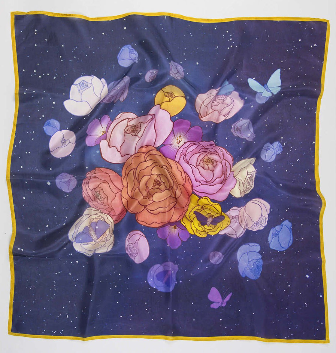 Cosmic Garden Silk Scarf