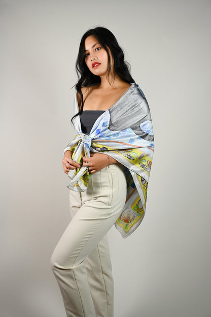 Cats and Shells Silk Scarf 120cm