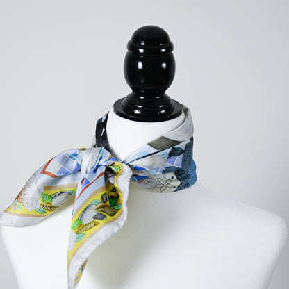 Cats and Shells Silk Scarf 55cm