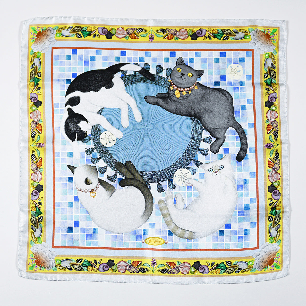 Cats and Shells Silk Scarf
