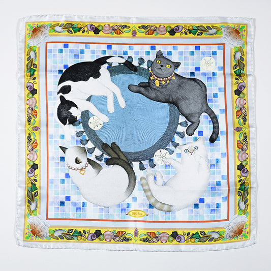 Cats and Shells Silk Scarf