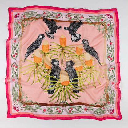 Carnaby's Cockatoos Strawberry Lavender Tencel Scarf 