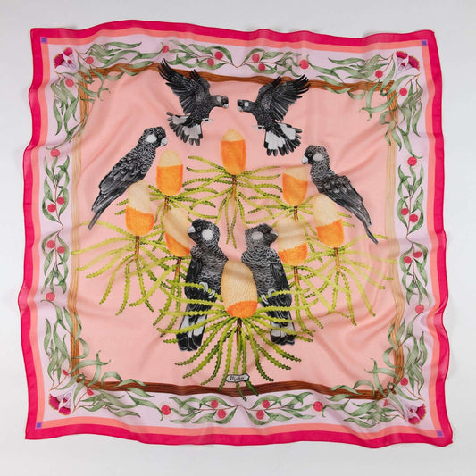 Carnaby's Cockatoos Strawberry Lavender Tencel Scarf 