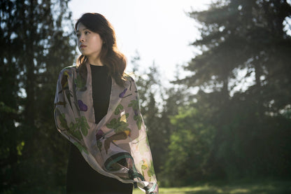 Toucanets and FIgs Silk Chiffon Scarf