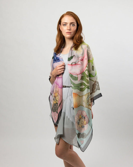 Island Life: Mermaids in the Sea Silk Chiffon Scarf Shawl