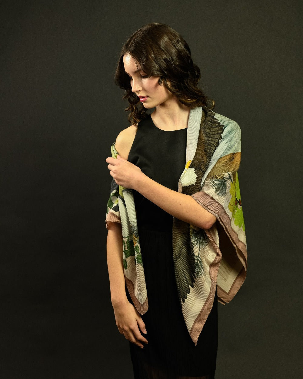 Wildlife of Pacific Northwest Blush Wool Silk Scarf
