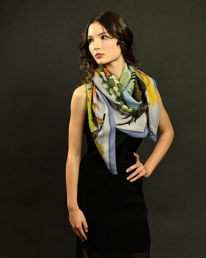 Wildlife of Pacific Northwest Lake Wool Silk Scarf
