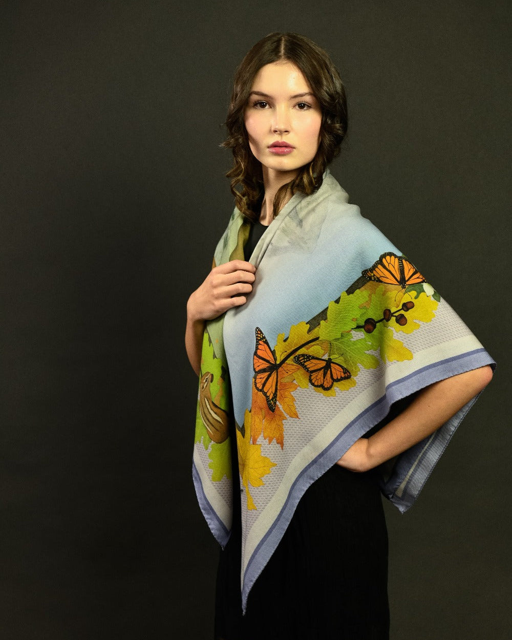 Wildlife of Pacific Northwest Lake Wool Silk Scarf